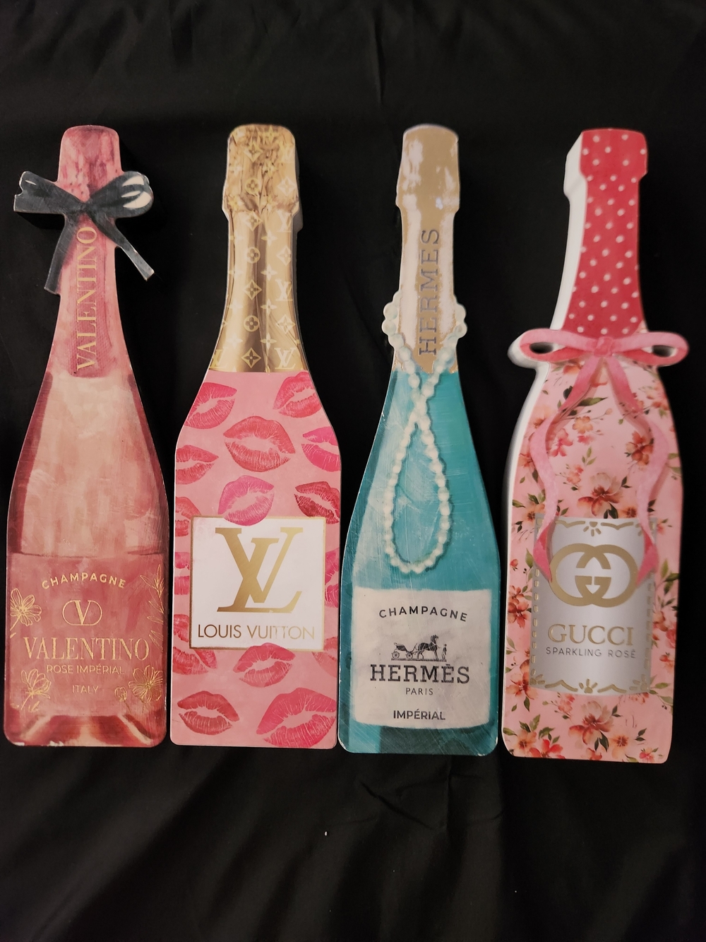 Valentino, Louis Vuitton, Hermes, Gucci Champagne Bottle Cutout